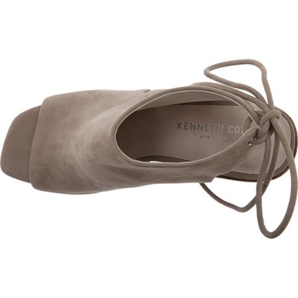 New Kenneth Cole New York Katarina Nubuck Taupe Grey Leather Open-Toe Bootie - Picture 5 of 11